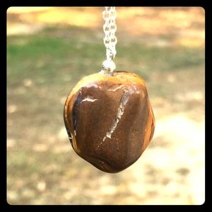 Handmade Tigers Eye. Sterling Silver Chain.